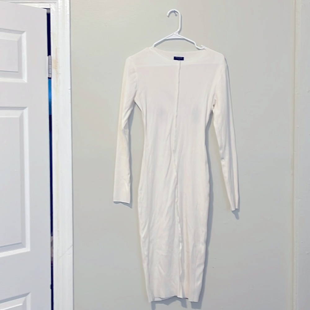 White Body Con Snatched Midi Dress